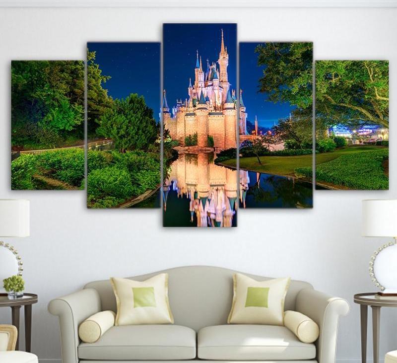 Disney World Cinderella's Castle 5 Panel Canvas Print Wall Art - GotItHere.com