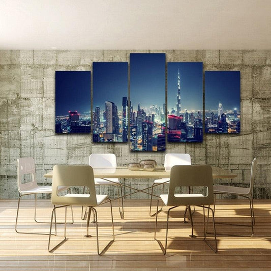 Dubai Skyline UAE 5 Panel Canvas Print Wall Art - GotItHere.com