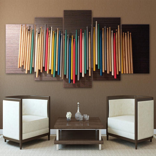 Drum Sticks Multi Colored 5 Panel Canvas Print Wall Art - GotItHere.com