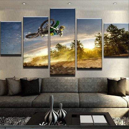 Dirt Bike Motocross 5 Panel Canvas Print Wall Art - GotItHere.com