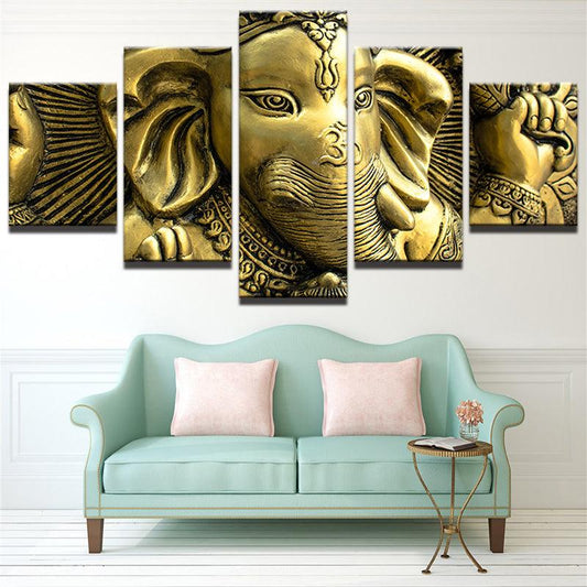 Lord Ganesha 5 Panel Canvas Print Wall Art - GotItHere.com