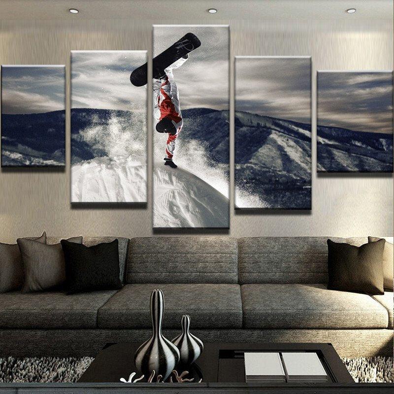 Snowboarding 5 Panel Canvas Print Wall Art - GotItHere.com