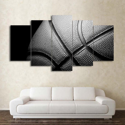 Basketball In Black And White 5 Panel Canvas Print Wall Art - GotItHere.com