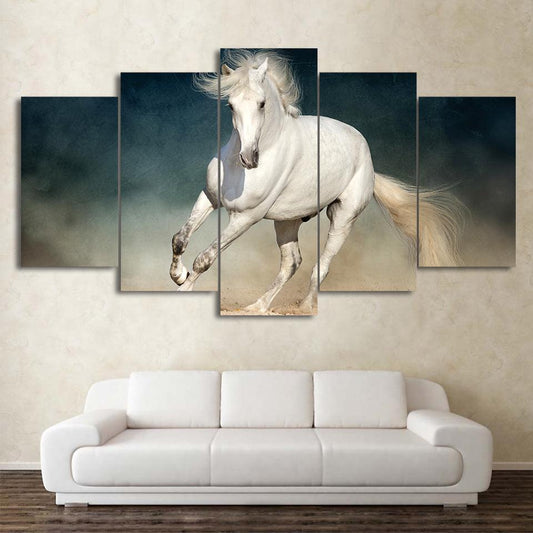 White Stallion 5 Panel Canvas Print Wall Art - GotItHere.com