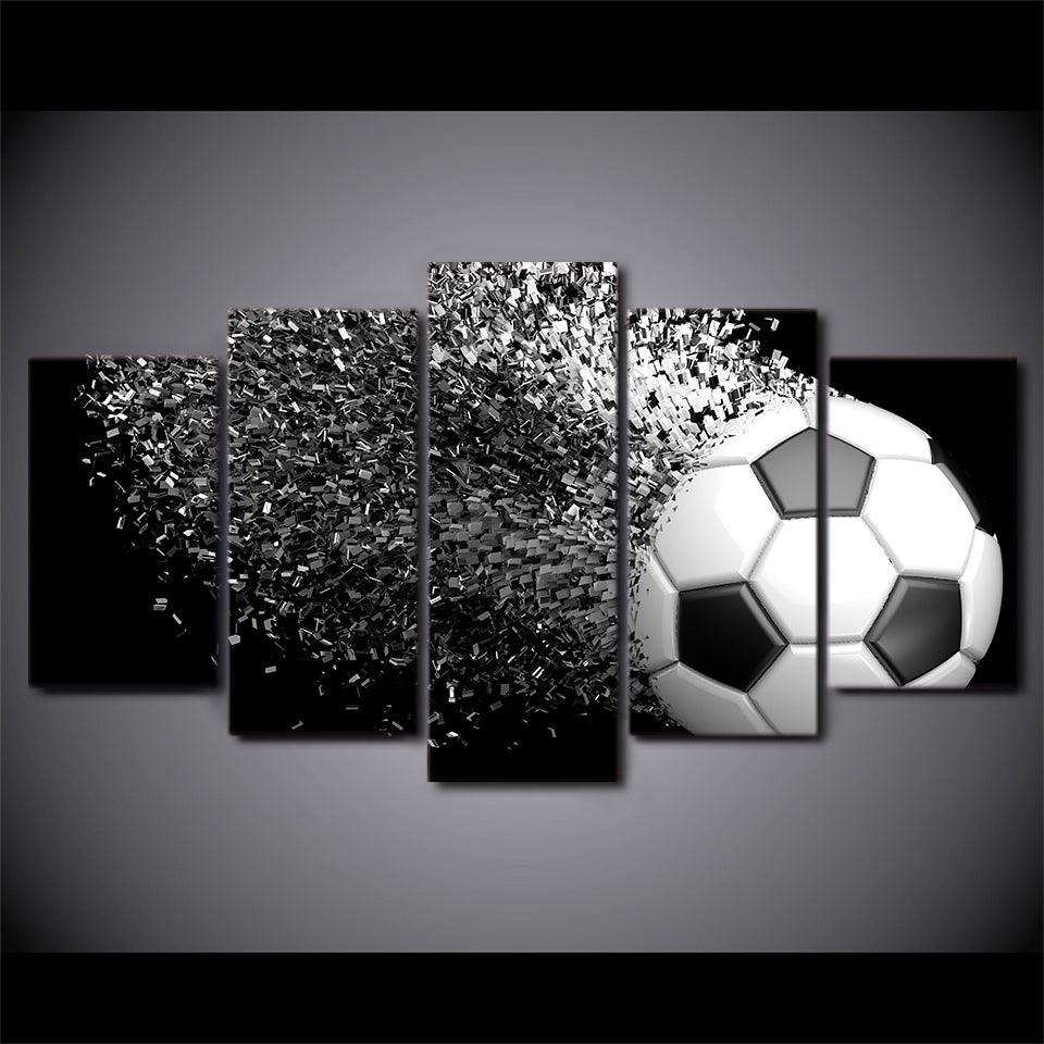 Soccer Ball Exploding 5 Panel Canvas Print Wall Art - GotItHere.com