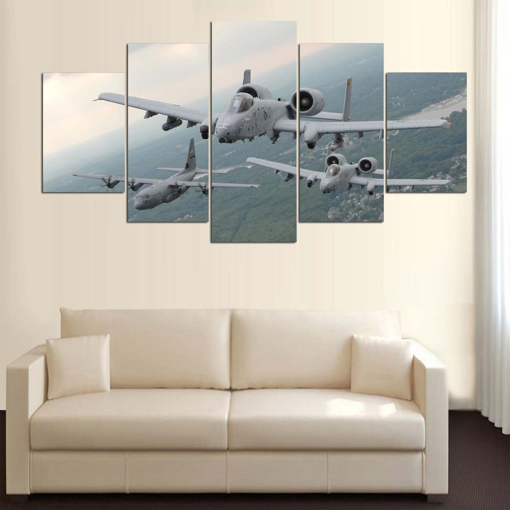 A-10 Thunderbolt Warthogs And AC-130 5 Panel Canvas Print Wall Art - GotItHere.com