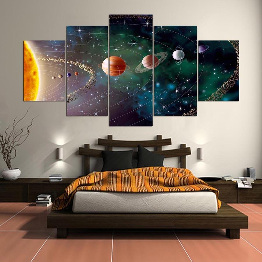 Our Solar System 5 Panel Canvas Print Wall Art - GotItHere.com