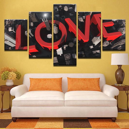 Love 5 Panel Canvas Print Wall Art - GotItHere.com