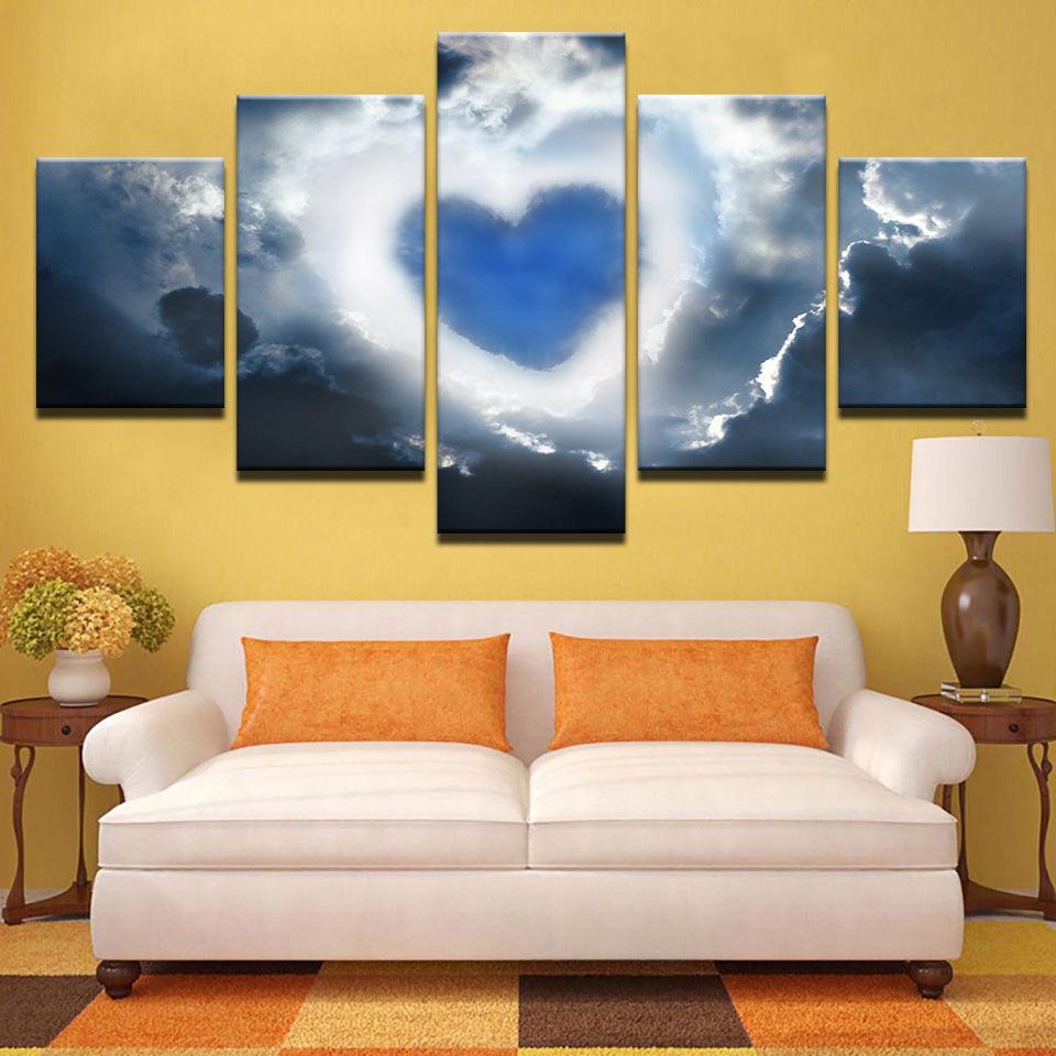 Heart In The Clouds 5 Panel Canvas Print Wall Art - GotItHere.com