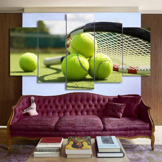Tennis Racket 5 Panel Canvas Print Wall Art - GotItHere.com