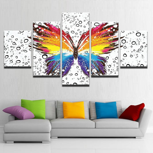 Rainbow Butterfly 5 Panel Canvas Print Wall Art - GotItHere.com