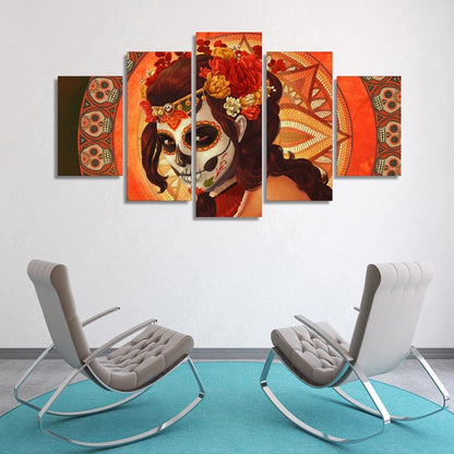 Dia De Los Muertos Day Of The Dead 5 Panel Canvas Print Wall Art - GotItHere.com