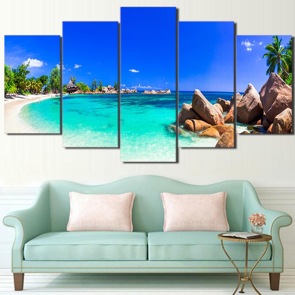 Beautiful Tropical Beach Paradise 5 Panel Canvas Print Wall Art - GotItHere.com