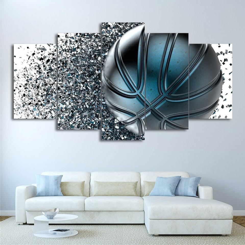 .Basketball Abstract 5 Panel Canvas Print Wall Art - GotItHere.com