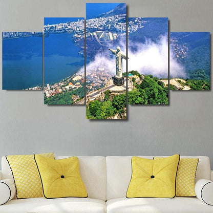 Christ The Redeemer Rio De Janeiro Brazil 5 Panel Canvas Print Wall Art - GotItHere.com