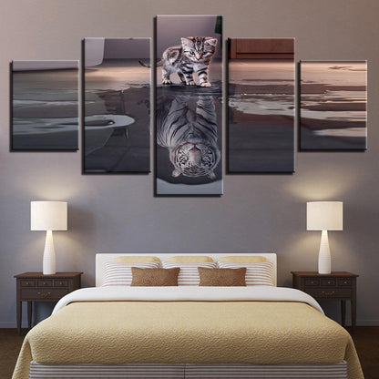 Kitten Dreaming Big Motivational 5 Panel Canvas Print Wall Art - GotItHere.com