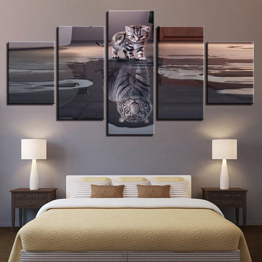 Kitten Dreaming Big Motivational 5 Panel Canvas Print Wall Art - GotItHere.com
