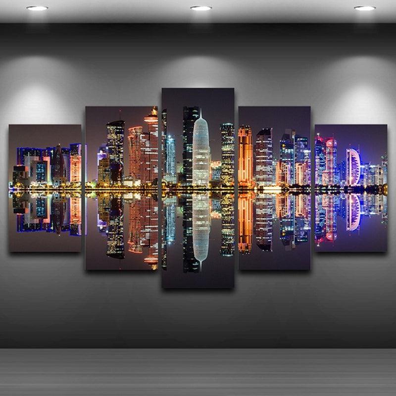 Dubai UAE Skyline 5 Panel Canvas Print Wall Art - GotItHere.com