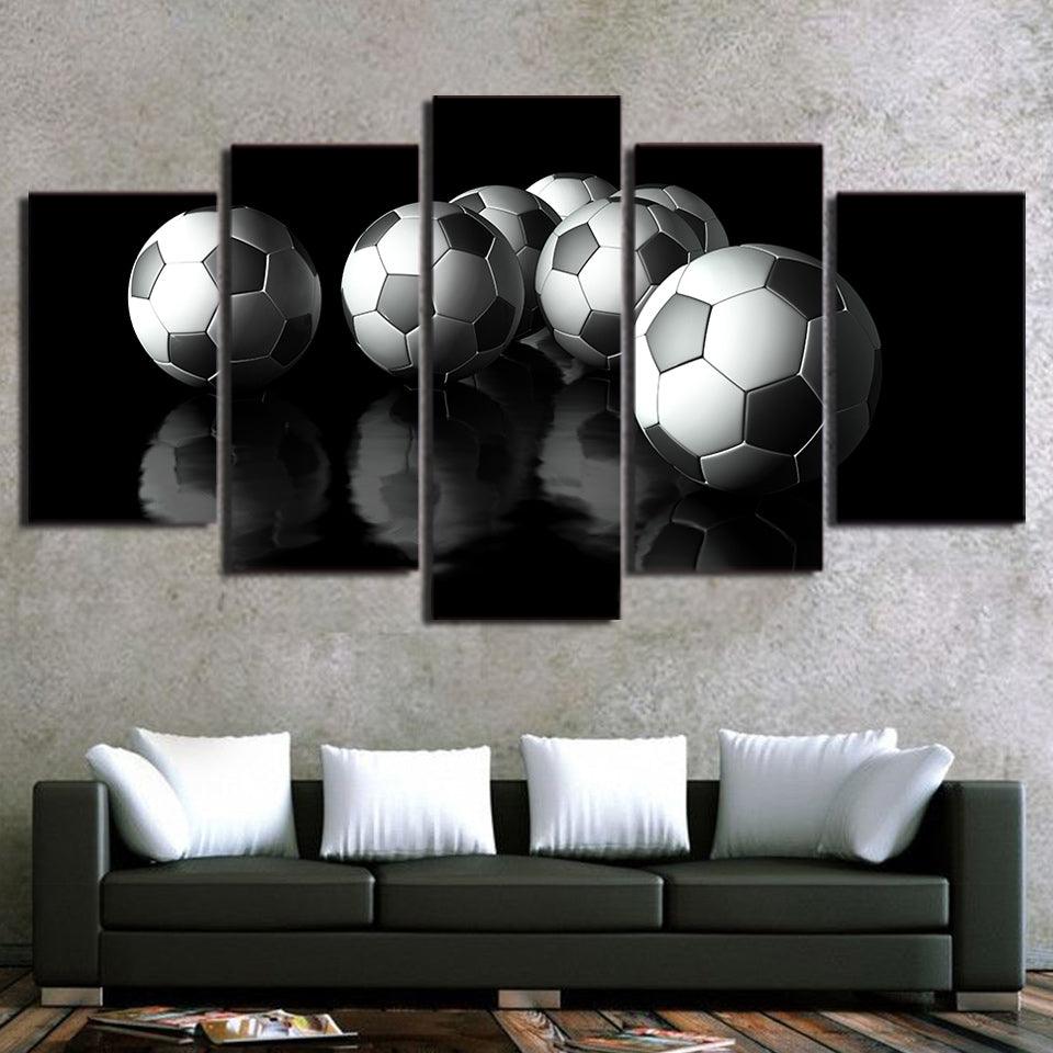 Soccer Balls 5 Panel Canvas Print Wall Art - GotItHere.com