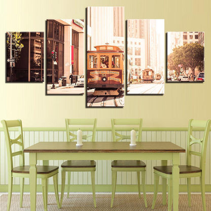 San Francisco Street Car 5 Panel Canvas Print Wall Art - GotItHere.com