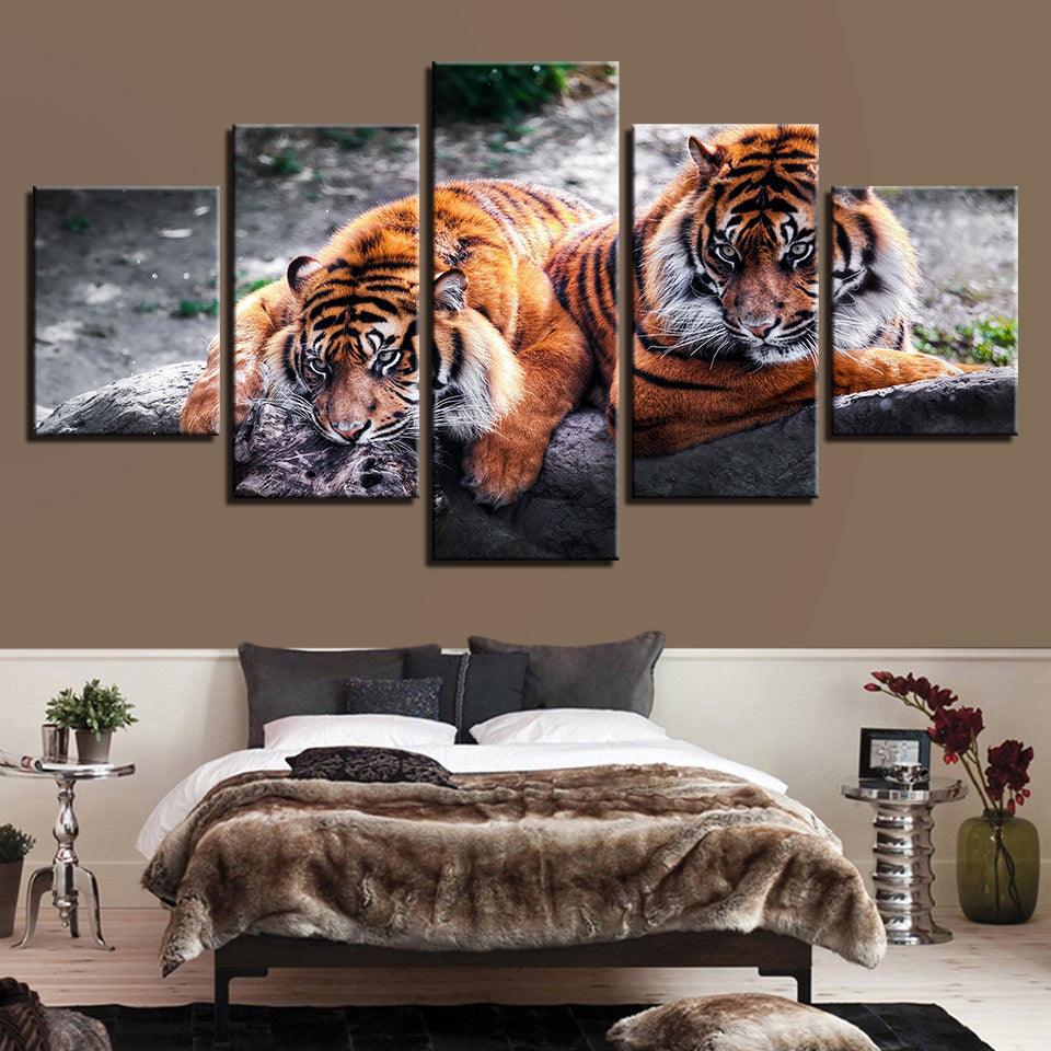 Tigers 5 Panel Canvas Print Wall Art - GotItHere.com