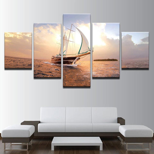 Sailboat 5 Panel Canvas Print Wall Art - GotItHere.com