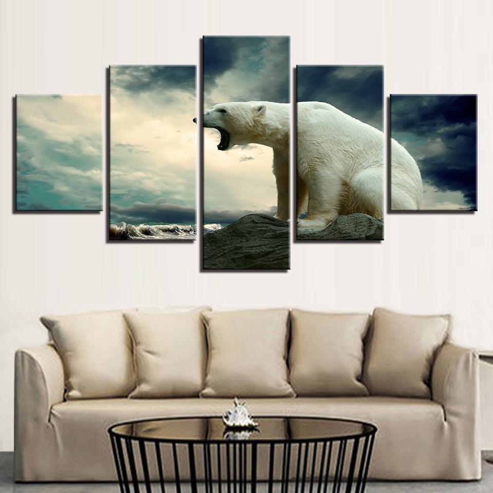 Polar Bear 5 Panel Canvas Print Wall Art - GotItHere.com