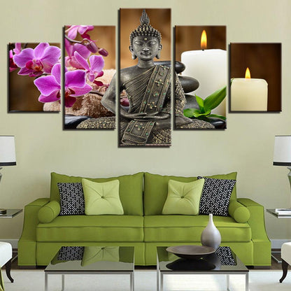 Buddha 5 Panel Canvas Print Wall Art - GotItHere.com
