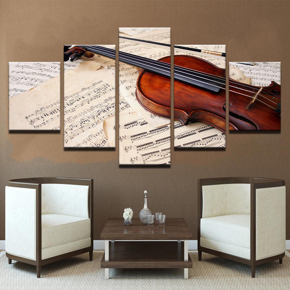 Violin Sheet Music 5 Panel Canvas Print Wall Art - GotItHere.com
