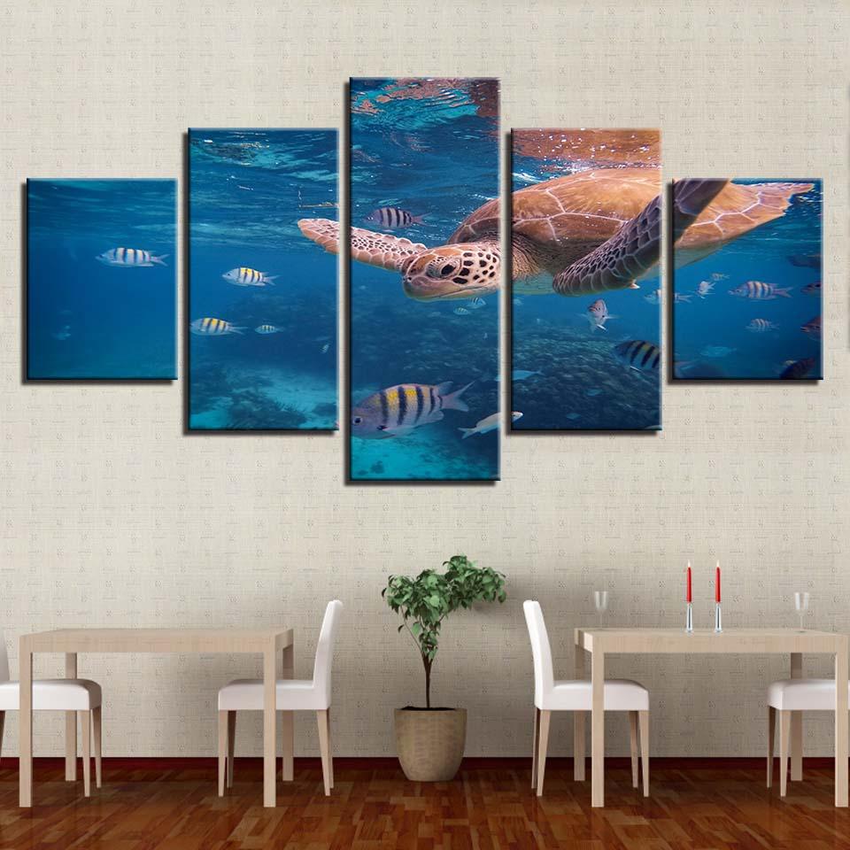 Hawksbill Sea Turtle 5 Panel Canvas Print Wall Art - GotItHere.com