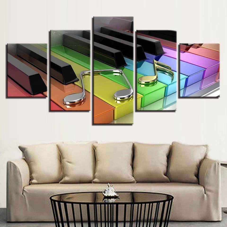 Rainbow Piano Keyboard 5 Panel Canvas Print Wall Art - GotItHere.com