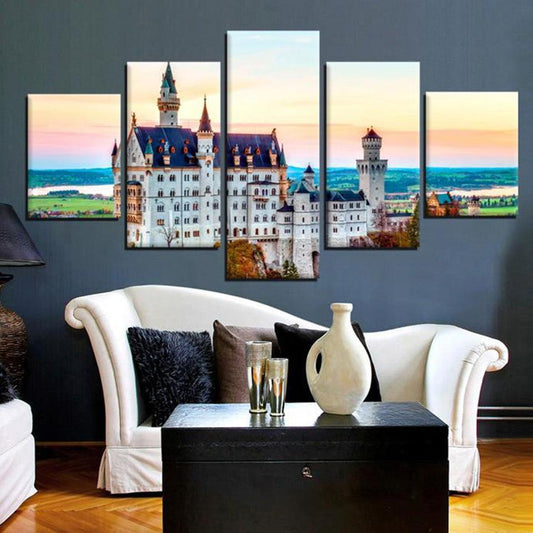 Neuschwanstein Castle, Bavaria, Germany 5 Panel Canvas Print Wall Art - GotItHere.com