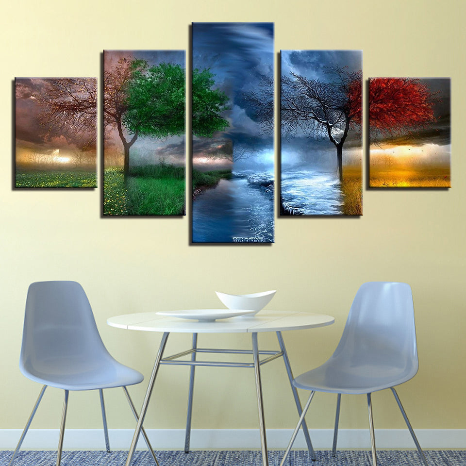 Four Seasons 5 Panel Canvas Print Wall Art | Fall, Spring, Summer ...