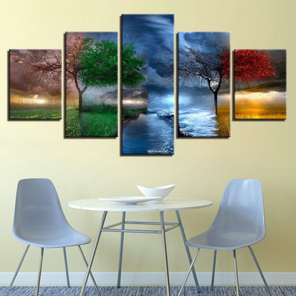 Four Seasons 5 Panel Canvas Print Wall Art - GotItHere.com