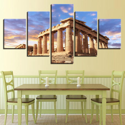 Parthenon Acropolis Athens Greece 5 Panel Canvas Print Wall Art - GotItHere.com