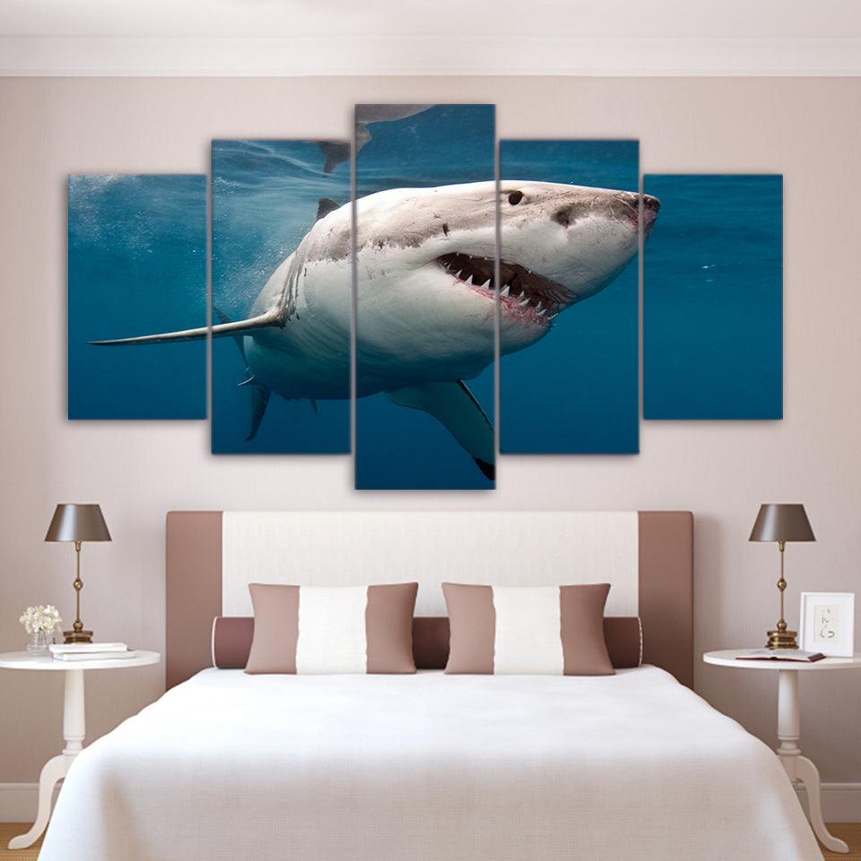 Great White Shark 5 Panel Canvas Print Wall Art - GotItHere.com
