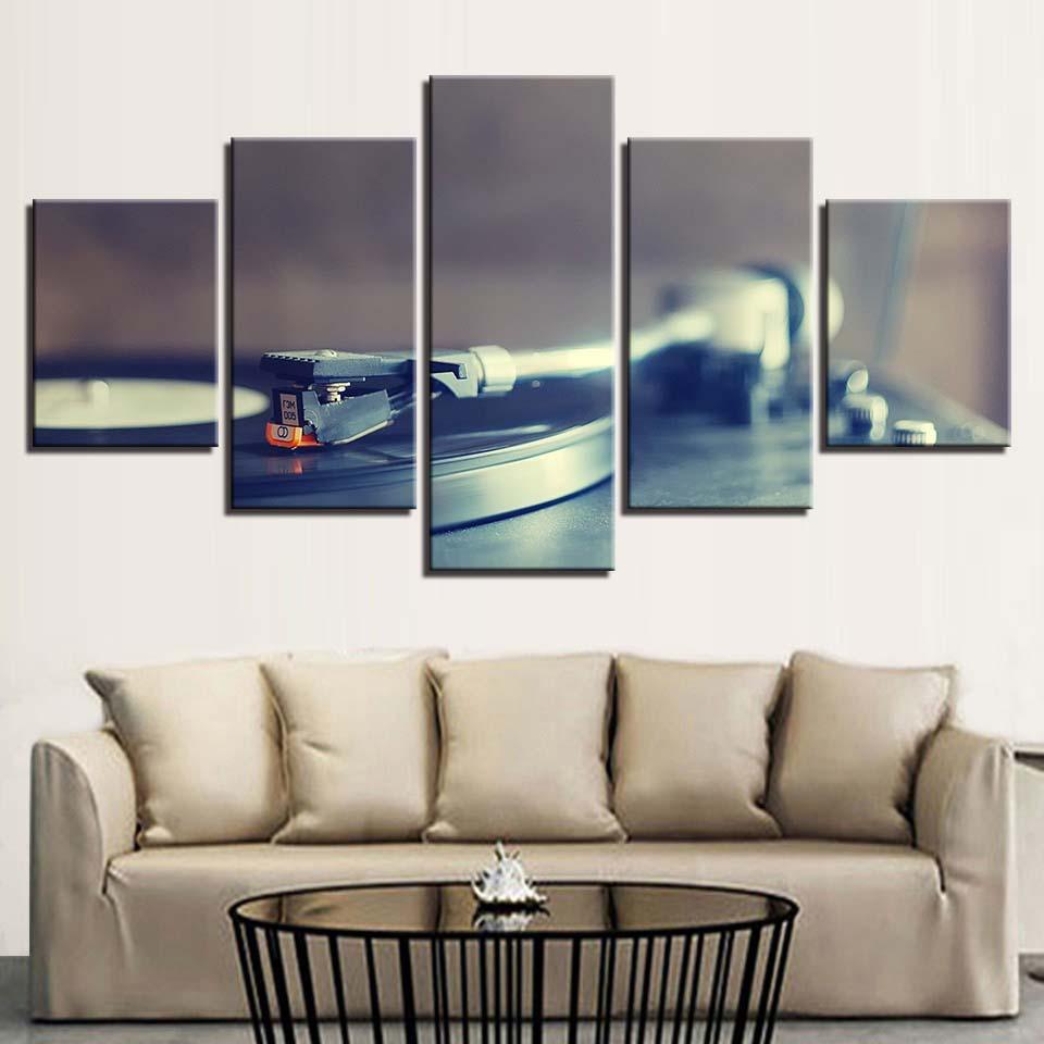Turntable Record Player 5 Panel Canvas Print Wall Art - GotItHere.com