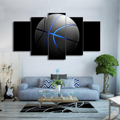 Basketball 5 Panel Canvas Print Wall Art - GotItHere.com
