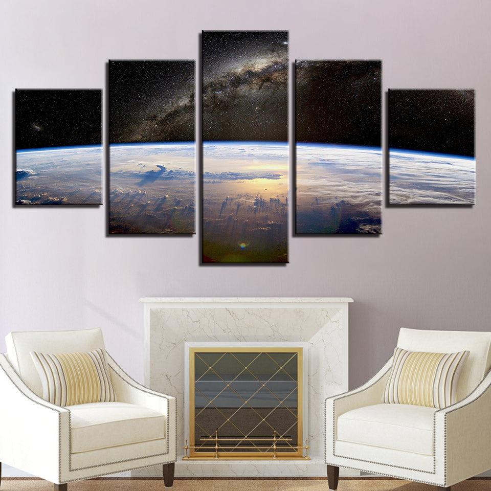 Milky Way From Earth 5 Panel Canvas Print Wall Art - GotItHere.com