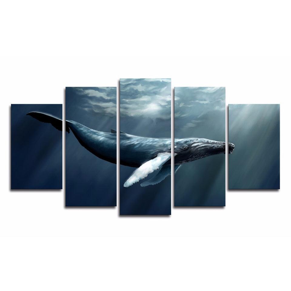 Humpback Whale Underwater 5 Panel Canvas Print Wall Art - GotItHere.com