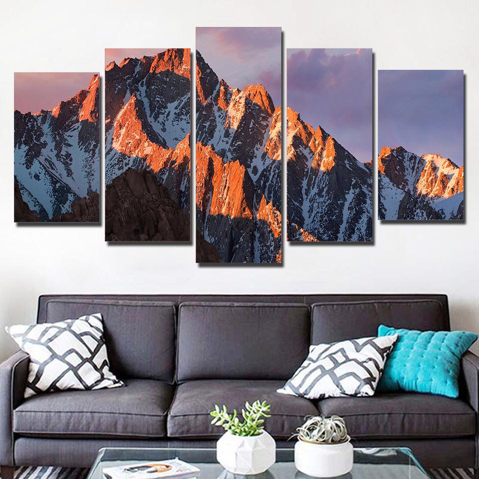 Sunrise In The Rocky Mountains 5 Panel Canvas Print Wall Art - GotItHere.com