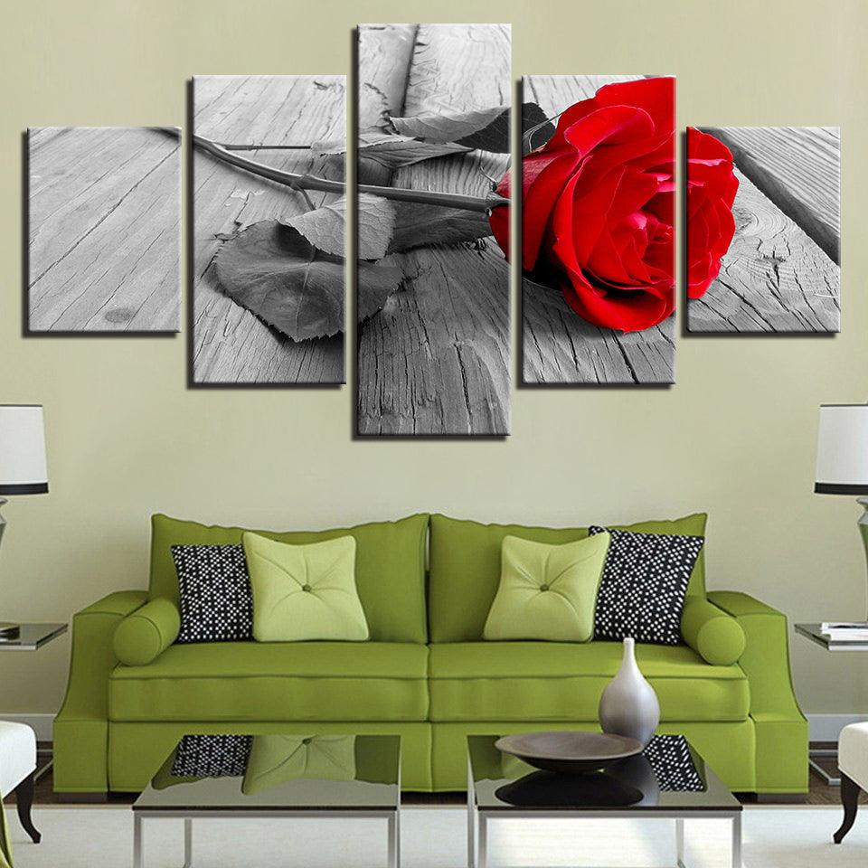 Red Rose 5 Panel Canvas Print Wall Art - GotItHere.com