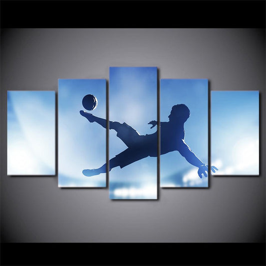 Soccer Bicycle Kick 5 Panel Canvas Print Wall Art - GotItHere.com