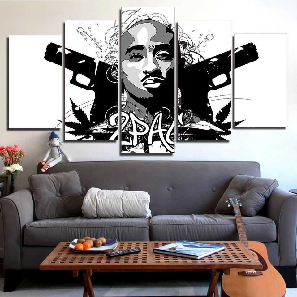 Tupac 2Pac Abstract Portrait 5 Panel Canvas Print Wall Art - GotItHere.com