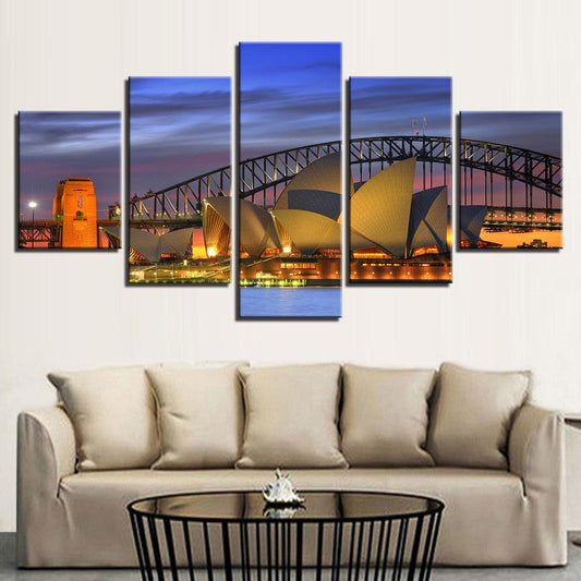 .Sydney Harbor Opera House Australia 5 Panel Canvas Print Wall Art - GotItHere.com