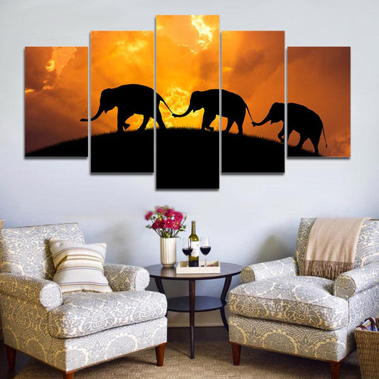 Elephant Parade Around The Globe 5 Panel Canvas Print Wall Art - GotItHere.com