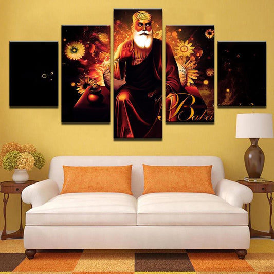 Tibetan Buddhism Guru Nanak 5 Panel Canvas Print Wall Art - GotItHere.com