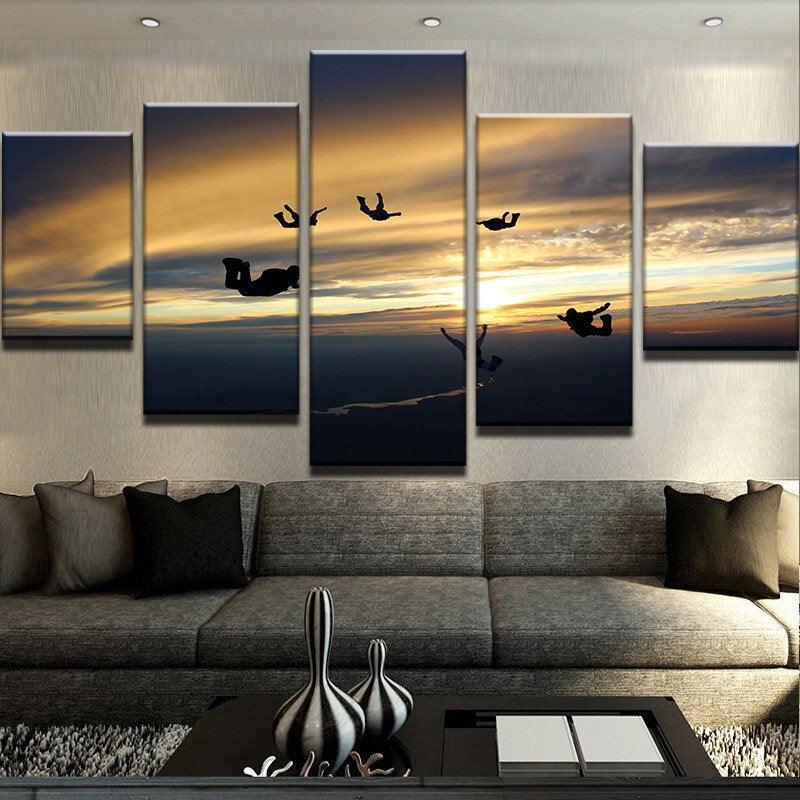 Sky Divers Skydiving 5 Panel Canvas Print Wall Art - GotItHere.com