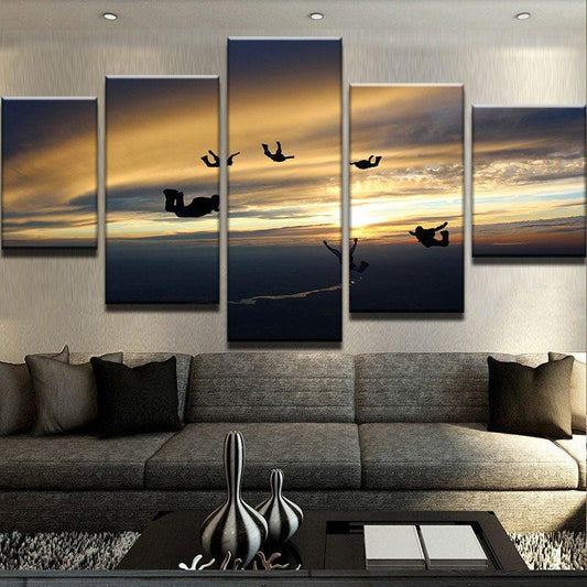 Sky Divers Skydiving 5 Panel Canvas Print Wall Art - GotItHere.com
