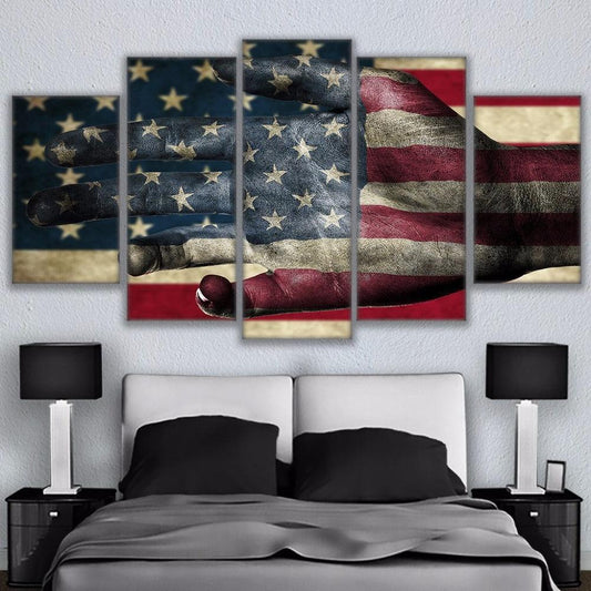 American Flag Helping Hand 5 Panel Canvas Print Wall Art - GotItHere.com